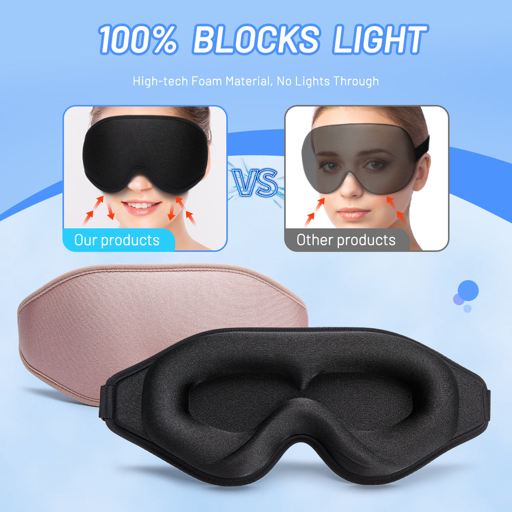 3D Contoured Memory Foam Sleep Mask | Total Blackout & Pressure-Free Eye Comfort