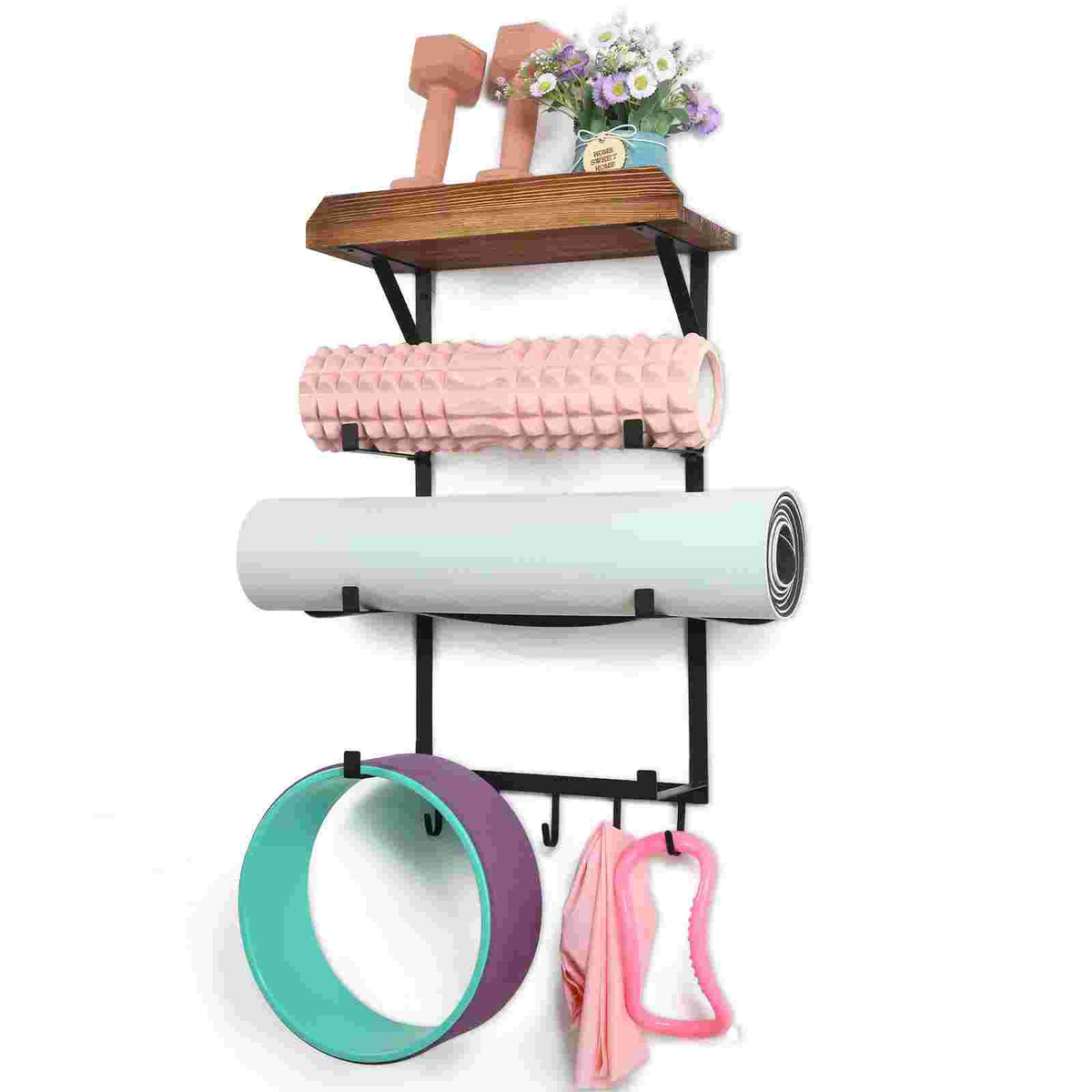 Yoga Mat Wall Mount Rack for Easy Storage

