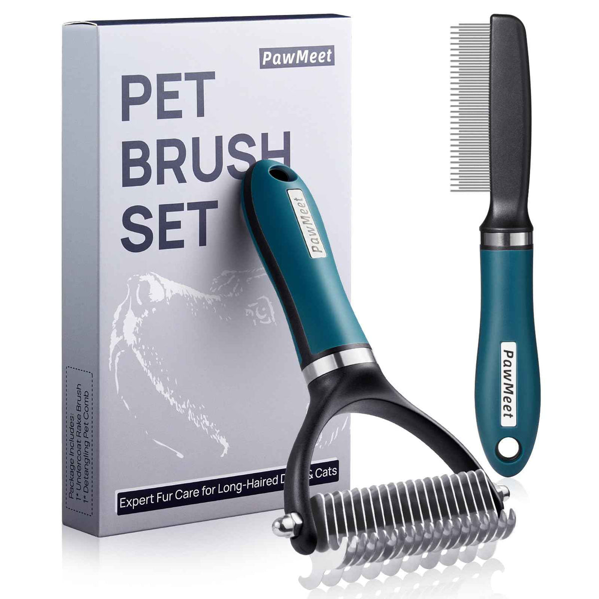 2-in-1 Deshedding Brush & Undercoat Rake Combo

