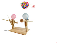 Handmade Balloon Heads Wooden Fighter Puppets