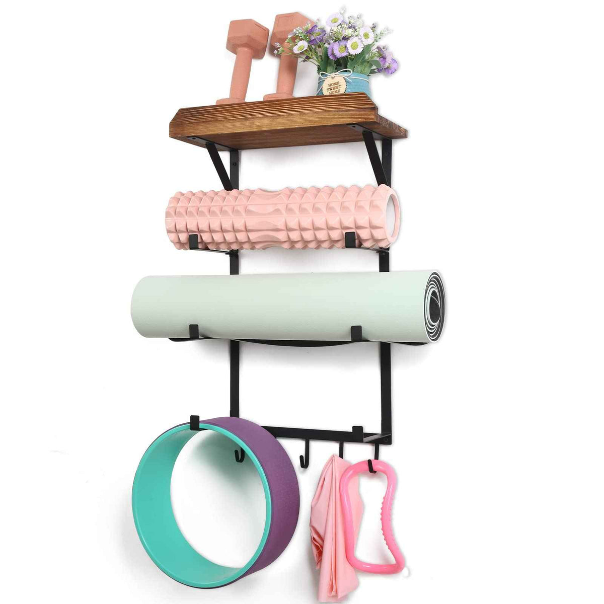 Yoga Mat Wall Mount Rack for Easy Storage

