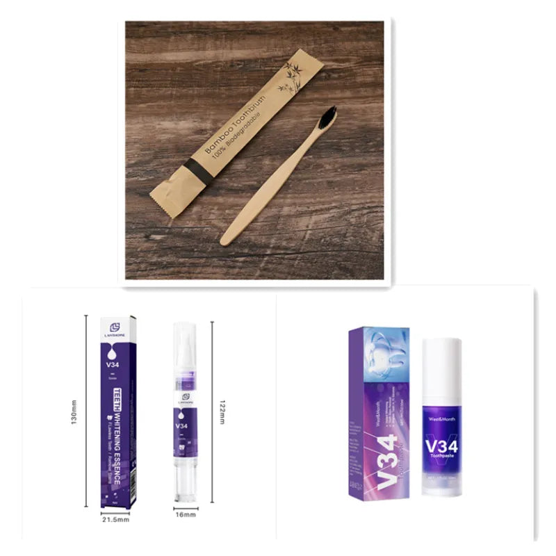 V34 Whitening Tooth Cleaning Mousse – Stain Removal & Gum Care