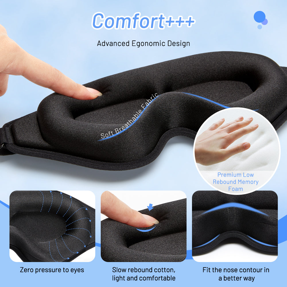 3D Contoured Memory Foam Sleep Mask | Total Blackout & Pressure-Free Eye Comfort