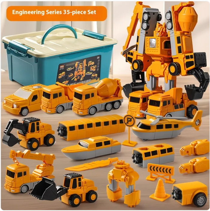 Magnetic Building Blocks Engineering Vehicle Set – 35 Pieces