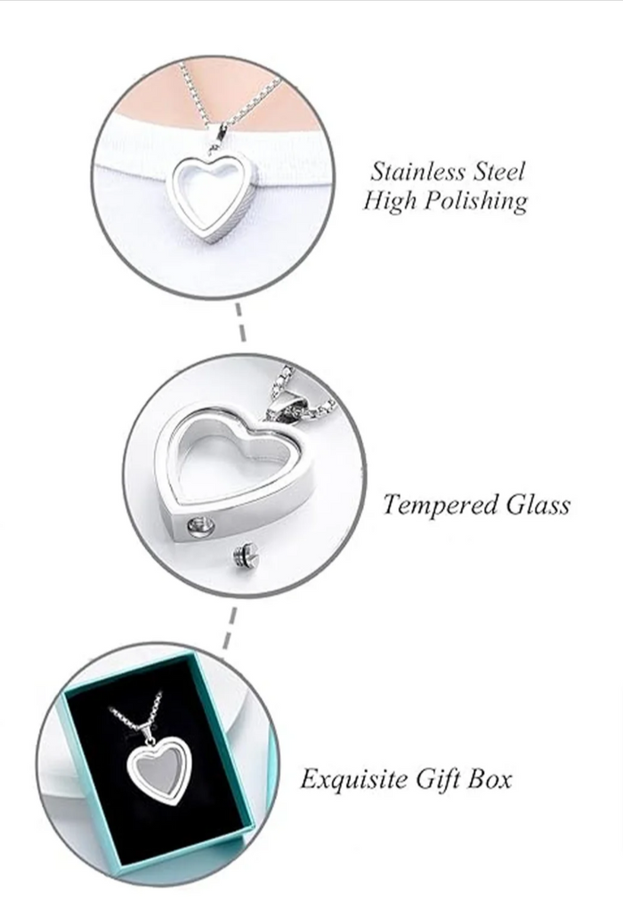 Heart-Shaped Cremation Pendant – Stainless Steel Memorial Keepsake Jewellery