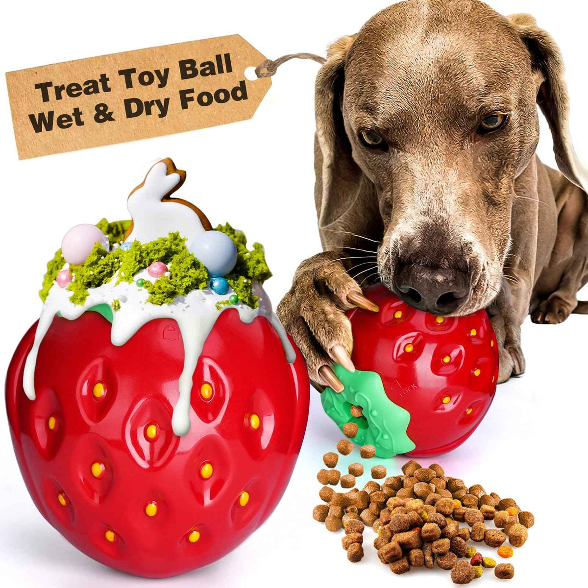 Treat Dispensing Dog Toy | Freezable Strawberry ...

