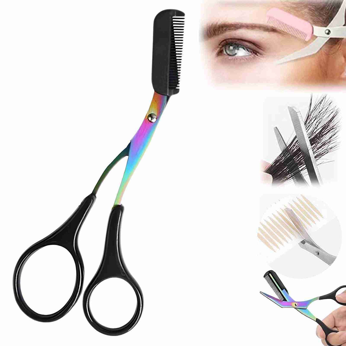 2-in-1 Eyebrow Trimmer Scissors with Comb

