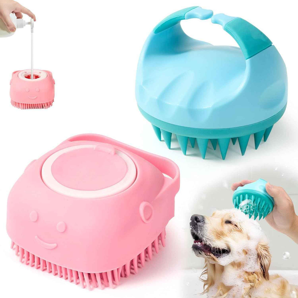 Silicone Dog Bath Brush with Shampoo Dispenser (...

