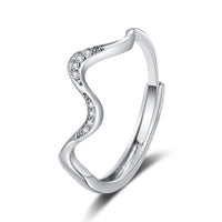 Water Wave Geometric Ring – Adjustable Open Band in Silver & Gold