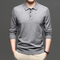 Men's Lapel Knit Pullover Sweater – Smart-Casual Spring & Autumn Layer