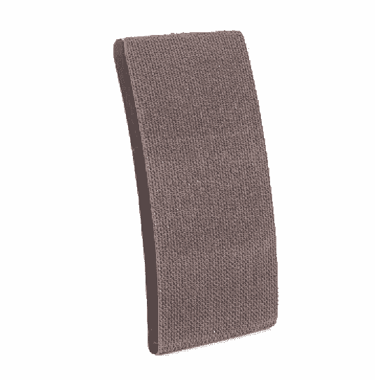 Folded and assembled transformable cat bed and scratcher with a textured surface, showcasing its space-saving design