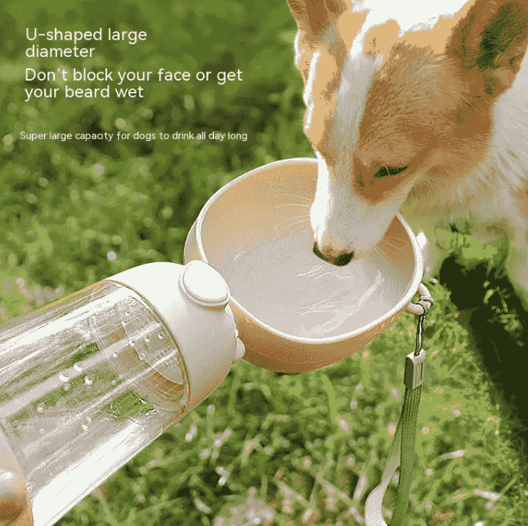 Leak-proof drinking tray on portable dog water bottle