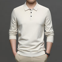 Men's Lapel Knit Pullover Sweater – Smart-Casual Spring & Autumn Layer