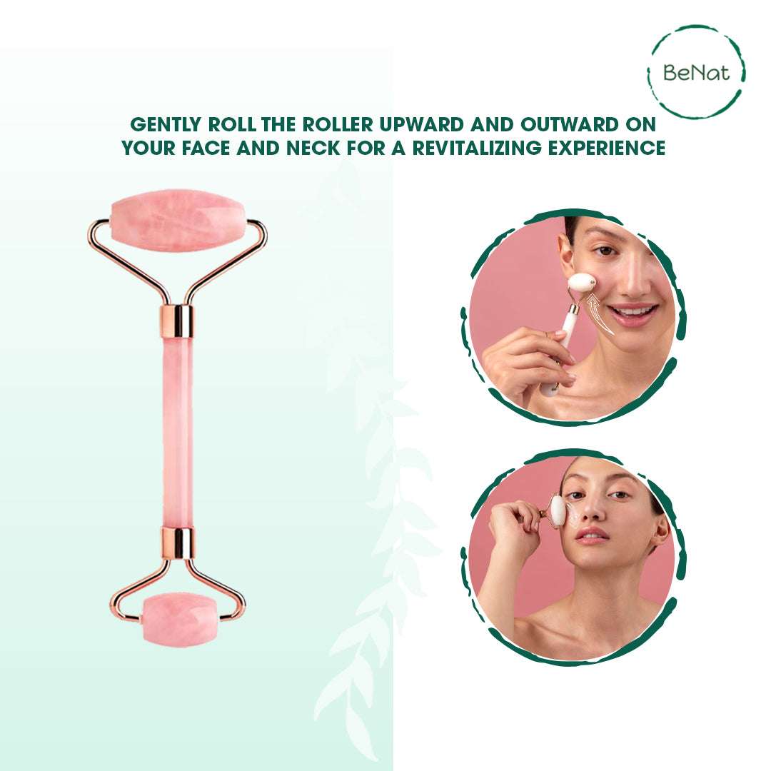 Rose Quartz Facial Roller – Natural Cooling Ston...

