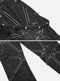 Spider Web Graphic Cargo Jeans – Loose Straight Fit Streetwear