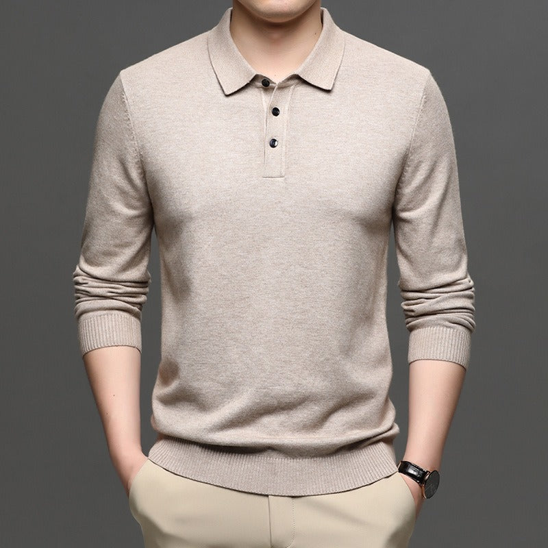 Men's Lapel Knit Pullover Sweater – Smart-Casual Spring & Autumn Layer