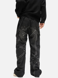 Spider Web Graphic Cargo Jeans – Loose Straight Fit Streetwear