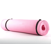 Pink extra thick non-slip fitness mat with textured surface, rolled for yoga, dance, aerobics, and HIIT workouts - SKU: V1K77JC