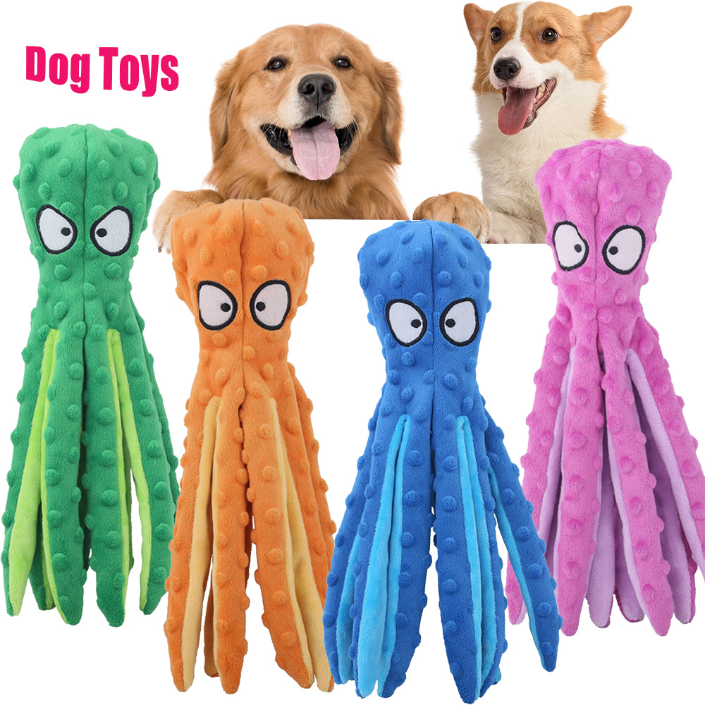 Interactive Squeaky Plush Octopus Pet Toy – Bite-Resistant Fun