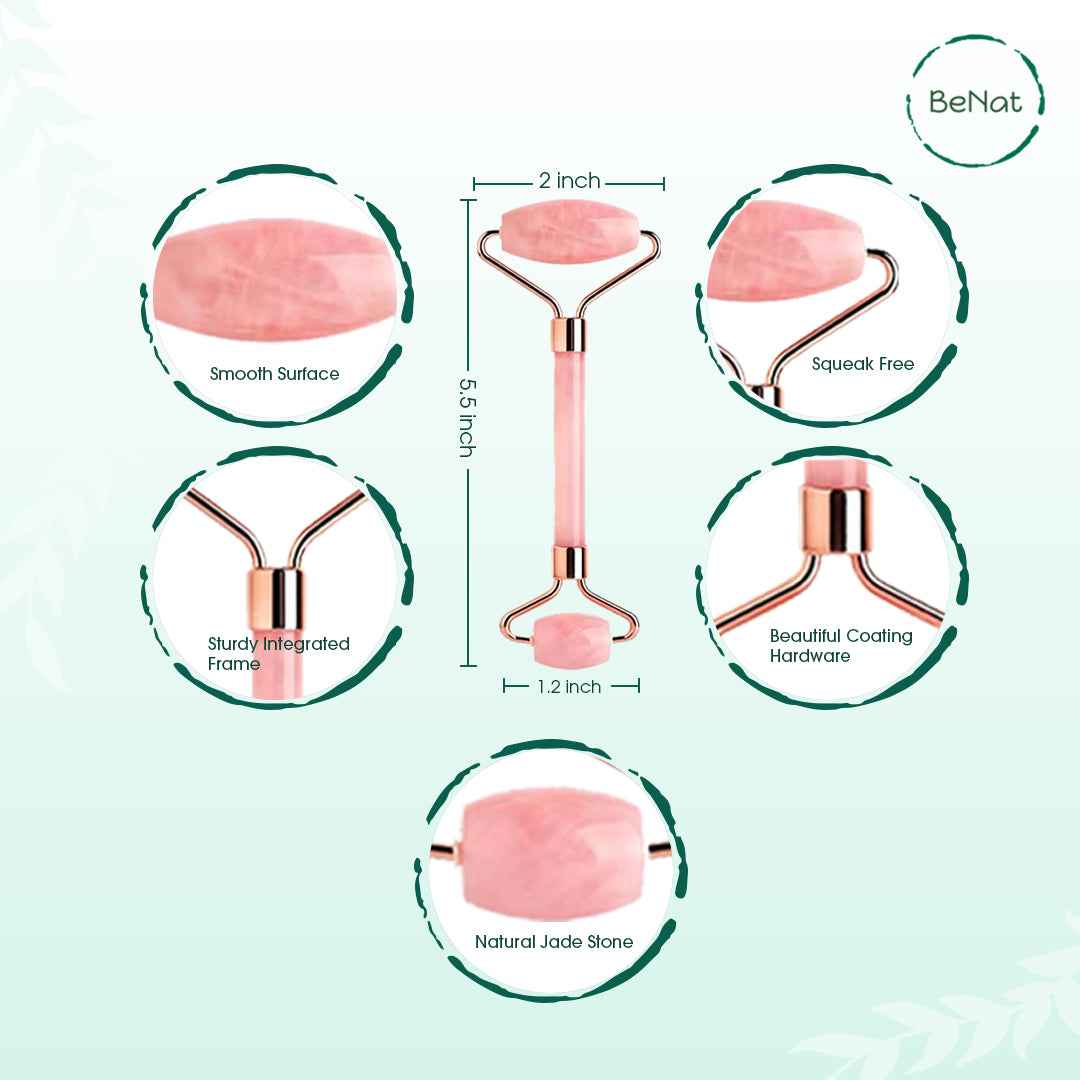 Rose Quartz Facial Roller – Natural Cooling Ston...

