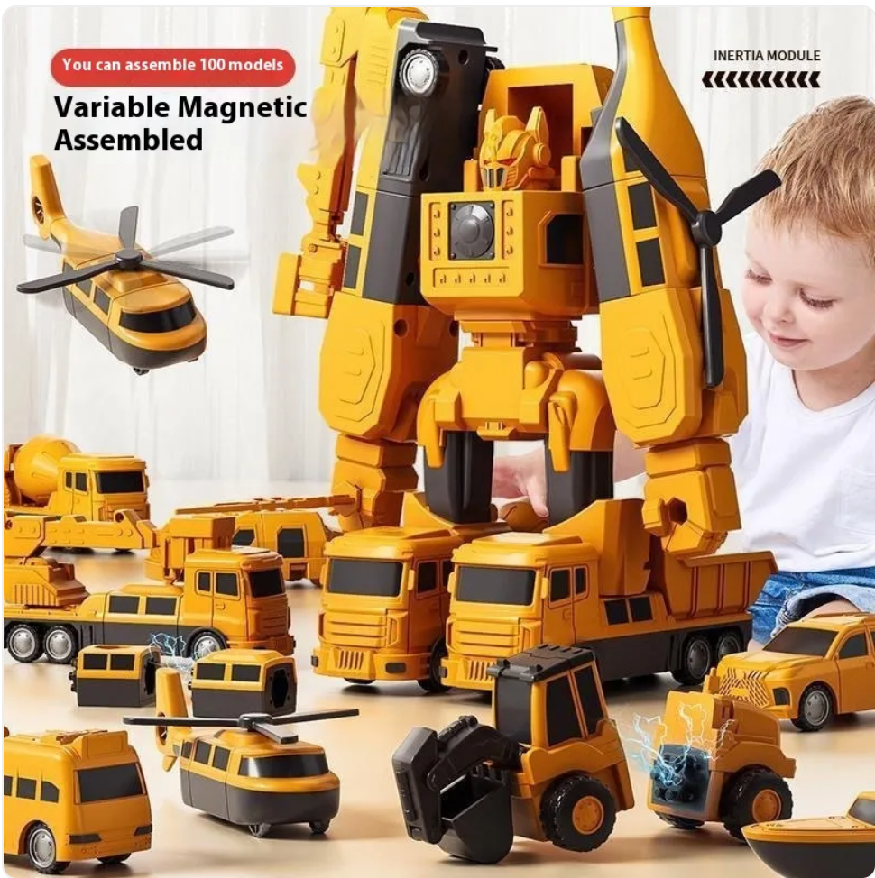Magnetic Building Blocks Engineering Vehicle Set – 35 Pieces
