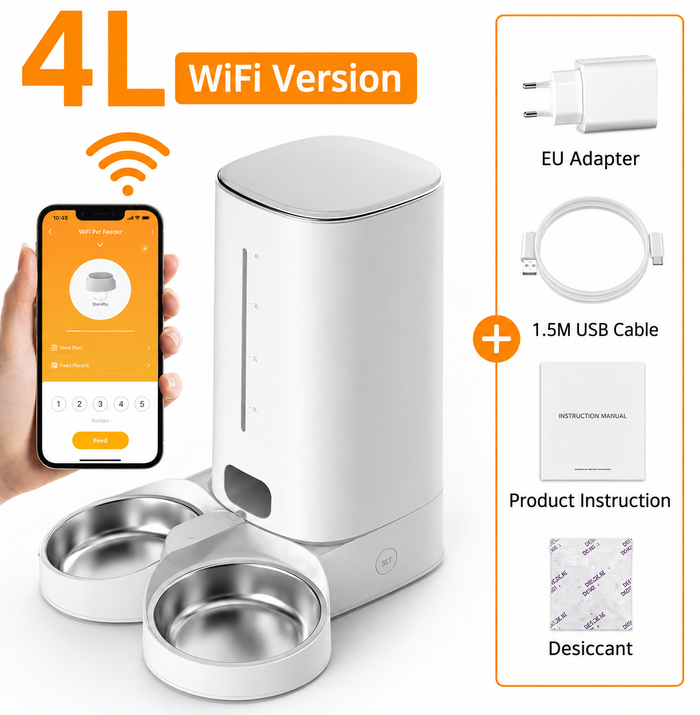 4L Automatic Pet Feeder with WiFi and App Control