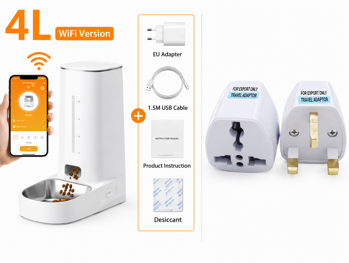4L Automatic Pet Feeder with WiFi & App Control | Scheduled & Smart Feeding