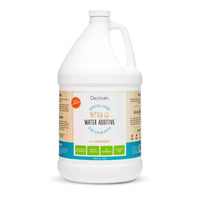 White gallon bottle of Vet Recommended Dental Water Additive for Pets with label highlighting fresh breath, plaque, tartar, and no brushing benefits