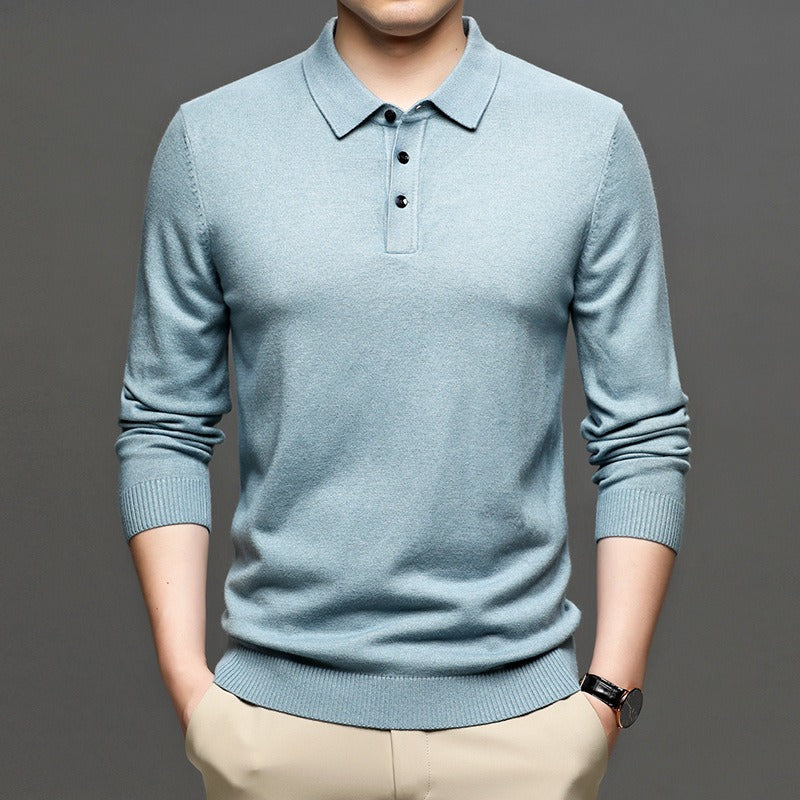 Men's Lapel Knit Pullover Sweater – Smart-Casual Spring & Autumn Layer
