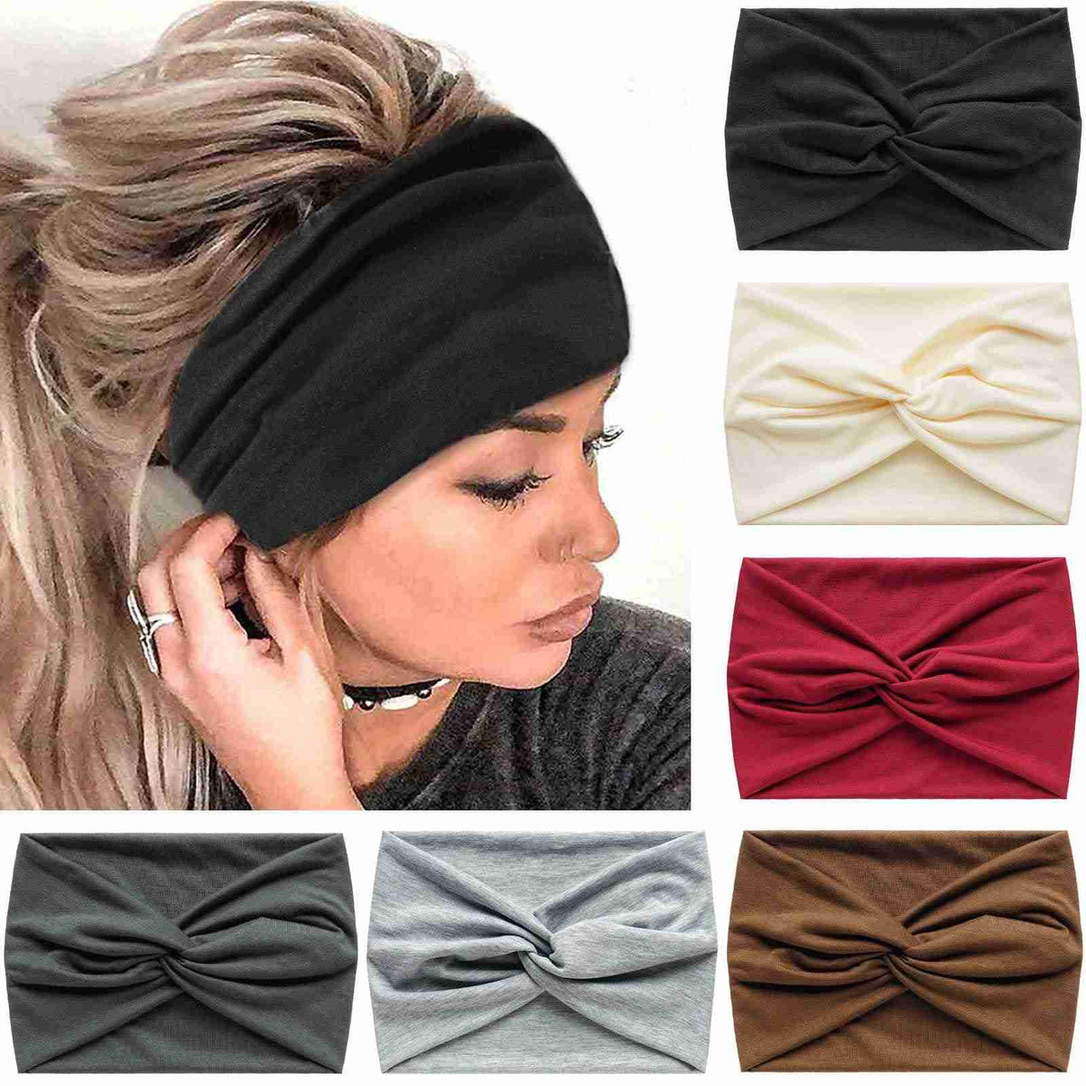Wide Knotted Headbands 6 Pack | Stretchy & Comfo...

