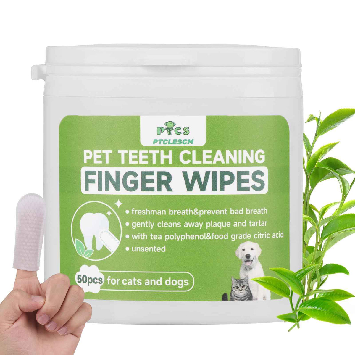 Pet Dental Finger Wipes | Plaque & Tartar Remova...

