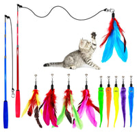 Retractable Cat Wand Toy | 2 Wands + 10 Feather Refills