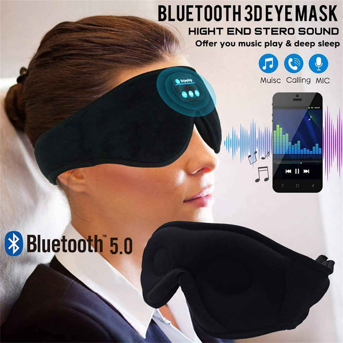 Wireless Call Stereo Music Blackout Sleep Eye Mask

