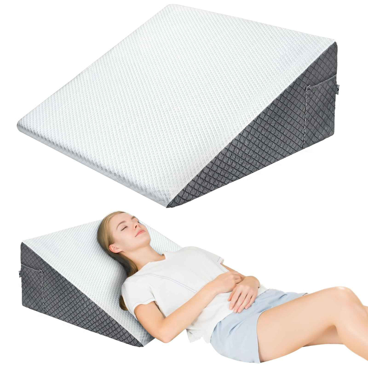 Bed Wedge Pillow with Memory Foam Top