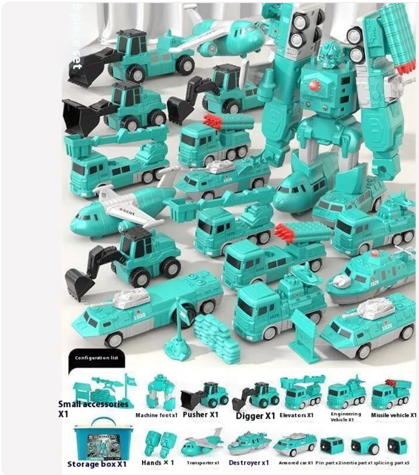 Magnetic Building Blocks Engineering Vehicle Set – 35 Pieces