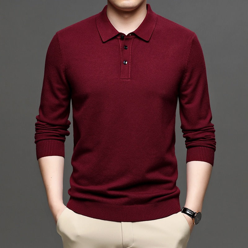 Men's Lapel Knit Pullover Sweater – Smart-Casual Spring & Autumn Layer