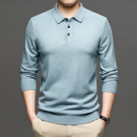 Men's Lapel Knit Pullover Sweater – Smart-Casual Spring & Autumn Layer