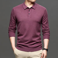 Men's Lapel Knit Pullover Sweater – Smart-Casual Spring & Autumn Layer