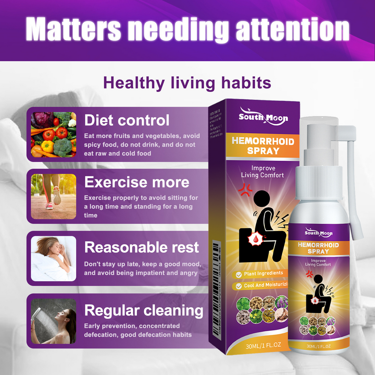 Herbal Haemorrhoid Relief Spray – Fast-Acting Cooling Formula, 30ml