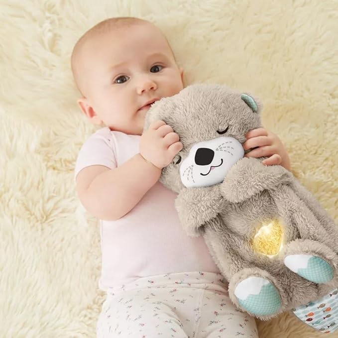 Baby Soothing Otter Plush Toy – Sound Machine with Breathing Motion & Soft Lights
