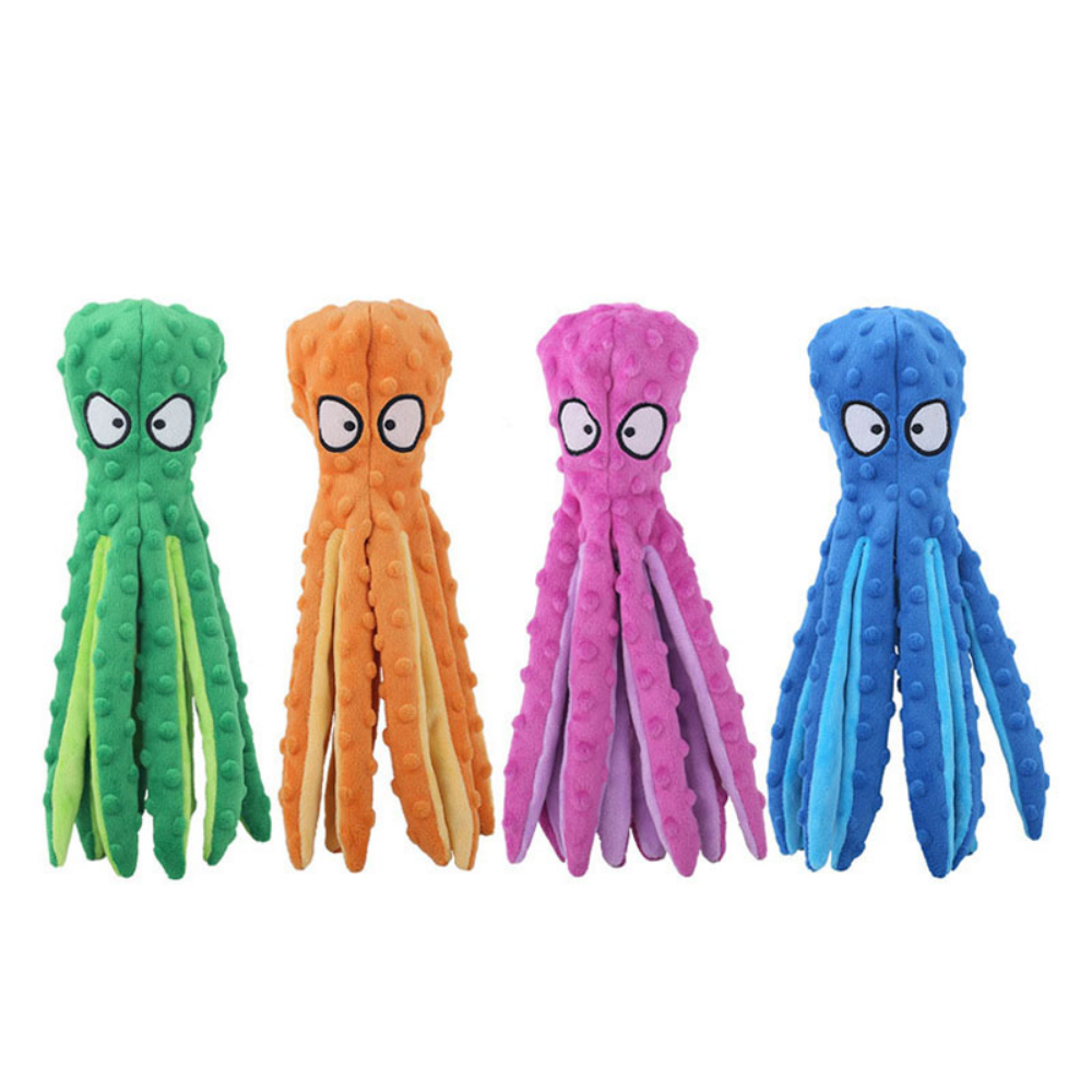 Interactive Squeaky Plush Octopus Pet Toy – Bite-Resistant Fun