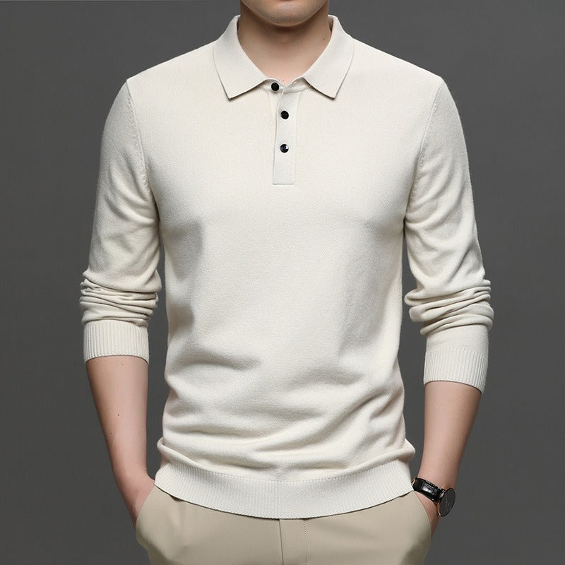 Men's Lapel Knit Pullover Sweater – Smart-Casual Spring & Autumn Layer