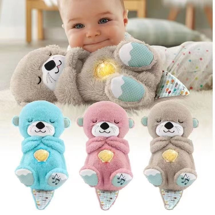 Baby Soothing Otter Plush Toy – Sound Machine with Breathing Motion & Soft Lights