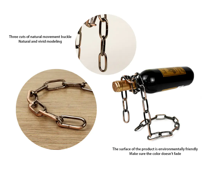Magic Iron Chain Wine Bottle Holder – Floating Display Stand