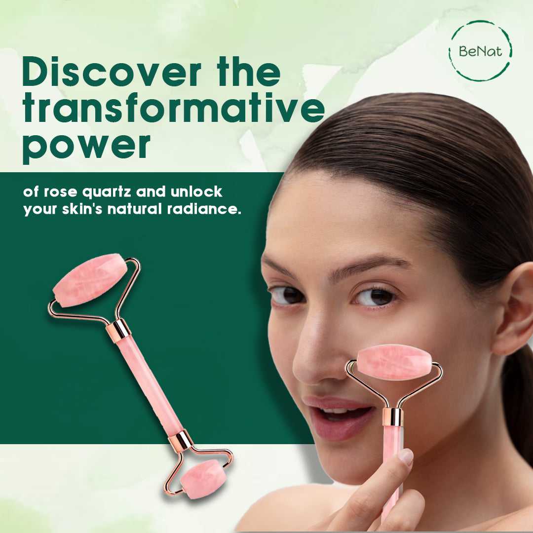 Rose Quartz Facial Roller – Natural Cooling Ston...


