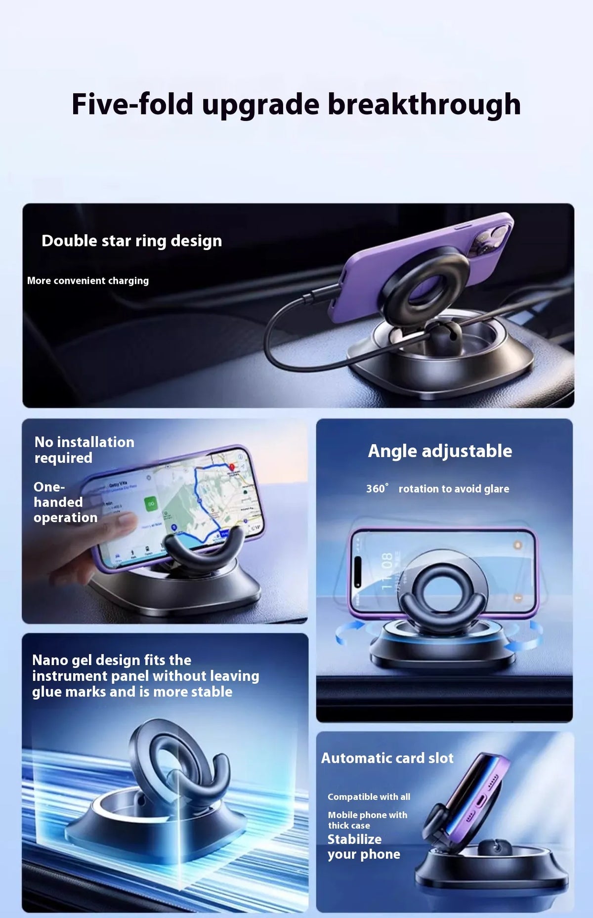 Magnetic Car Phone Holder – Dashboard Mount, Adjustable Angle