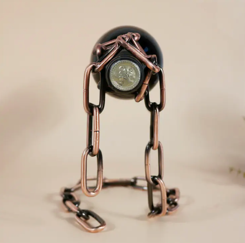 Magic Iron Chain Wine Bottle Holder – Floating Display Stand